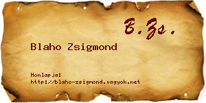 Blaho Zsigmond névjegykártya
